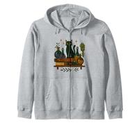 Witchy Black Cat Apothecary - Magic & Books Zip Hoodie
