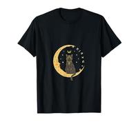 Witchy Black Cat Crescent Moon Runes Celestial Feline T-Shirt