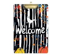 Witchy Cat Halloween Spooky Pumpkin Acrylic clipboard on Standard Letter A4 Size Transparent for Personalized clipboards for Teachers Gold 12x9in Tabla para escribir con Clip