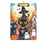 Witchy Cat Halloween Spooky Skeleton Acrylic auto clipboard Standard Letter A4 Size Hard Board for Softball Coaches clipboard Teacher Gold 12x9in Tablas para escribir
