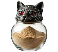 Witchy Cat Head Jars Set | Glass Witchy Hat Apothecary Jars | Vintage Gothic Kitchen Decor - For Pagans Wiccans Collectors Meal Prep Apartment Pantry Cabinet Shelves