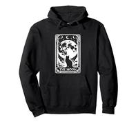 Witchy Cat Vintage Halloween Gothic The Moon Tarot Card Pullover Hoodie, Adult Unisex, Black, Small
