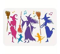 Witchy Cats & Music Notes Wall Stencils Template Reusable Spray PaintStencils for Craft Painting On Wood Craft Canvas Walls Wood Furniture Decorations DIY Scrapbooking