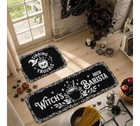Witchy Cauldron Halloween Quote Kitchen Rugs Sets of 2