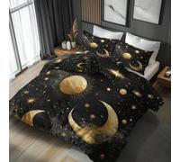 Witchy Celestial Emperor Bedding Set 3 Piece, Bedroom Decor Duvet Cover and 2 Pillowcases, Sun Moon Star Quilt Cover with Zip, Ultra Soft Microfibre YH-E101