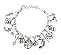 Witchy Charm Bracelet, Adjustable Gothic Charm Bracelet, with Tree of Life Moon Sun Pentagram Owl Charms, Art Decor Jewelry for Halloween Party (1PCS)