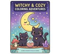 Witchy & Cozy Coloring Adventures: 40 Bold & Easy Designs for Adults and Teens: Cute Cats, Moons, Crystals, Potions and Mushrooms to Relax and Unwind (Busy Paws)