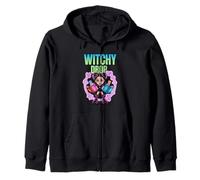 Witchy drop magic anime halloween Kawaii Cute Girl Zip Hoodie