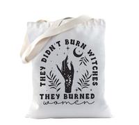 Witchy Feminist Tote Bag for Women Halloween Feminism Gift Boho Women Power Gift Pro Choise Gift (They Burned)