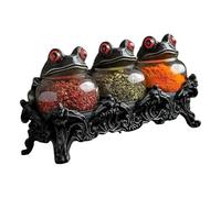 Witchy Frog Apothecary Jars, Gothic Glass Storage Jar with Frog Lids, Funny Food Storage Container, Witch Kitchen Seasoning Bottles for Kitchen Pantry Cabinet Counter Home Decor