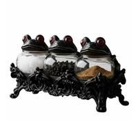 Witchy Frog Apothecary Seasoning Jars, 3 Pc Witchy Frog Seasoning Jars, Gothic Glass Jar with Frogs Lids, Vintage Frogs Canister Storage Kitchen Accessories for Salts, Tea