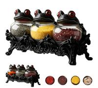 Witchy Frog Apothecary Spice Jars, Gothic Food Storage Containers, Vintage Witch Kitchen Jars for Spices, Herbs, Tea, Salts, Unique Gothic Home Decor Accessories (1)
