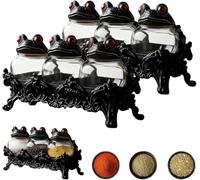 Witchy Frog Apothecary Spice Jars, Gothic Food Storage Containers, with Frog Lids, Unique Witch Spice Jars, Kitchen Storage for Spices, Herbs, Tea, Salts, Fun Home Decor (Black-2 PCS)