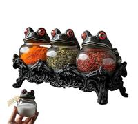 Witchy Frog Apothecary Spice Jars, Handcrafted Gothic Glass Jars with Frog Lids, Vintage Witchcores Kitchen Décor for Spices, Herbs, Tea & Bath Salts, Halloween Home Display (1pcs)