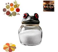 Witchy Frog Apothecary Spice Jars Set of 3, Gothic Glass Spice Containers with Frog Lids, Vintage Handcrafted Storage Jars for Spices Herbs Tea, Kitchen Decor & Home Décor Unique Gift (Frog 1PC)
