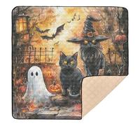 Witchy Halloween Black Cat Art Large Stylish Baby Activity Play Mat for Indoor Outdoor Comfortable Infant Play Mat for Babies Infants Toddlers, 50'' x 50''