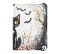 Witchy Halloween Black Cat Halloween Spooky Skeleton Ghosts_2 Leather waterproof passport holder for travel for travel Travel Documents Organizer Protector Badge ID Vaccine Card Holder