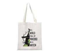 Witchy Halloween Folding Shopping Bag Wiccans Inspired Canvas Tote Bag in A World Full of Princesses Be A Witch Gift (Be A Witch Shopping EU)