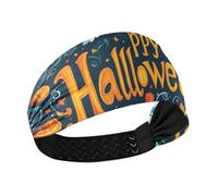 Witchy Halloween Happy Halloween Jack-o-lantern Pumpkin_4 Cooling large headbands for women Stretchy sweat bands for head for Workouts Football washing face Gym