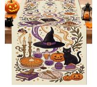 Witchy Halloween Magic Theme Witch Hat Table Runner 13x72 Inch