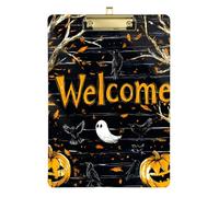 Witchy Halloween Spider Pumpkin Crows Tree Acrylic 1 clipboard Standard Letter A4 Size Standard Hole for Personalized clipboards for Teachers Gold 12x9in Tablas para escribir