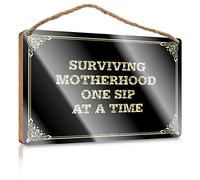 Witchy Kitchen Decor Wood Plaque/Flat Print On Wood - Restricted & Countertop Decor | Bathroom Pictures Wall Decor For Surviving Motherhood One Sip At A Time