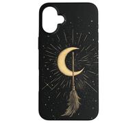 Witchy Magical Crescent Stars - Halloween Flying Witch Broom Case for iPhone 16 Plus