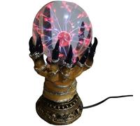Witchy Plasma Crystal Ball Lamp - Gothic Hand Holding Orb Light with Red Lightning Effect - Touch-Activated Mystic Sphere for Witchcore Decor, Halloween Table Accent, Tarot or Altar Display