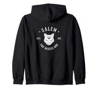 Witchy Salem Halloween for Women 1692 mystical Cat Witch Zip Hoodie