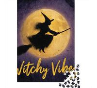 Witchy Vibes Halloween Decor 1000-Piece Jigsaw Puzzle for Adults, 70x50cm/1000pcs, White Cardboard, Relaxing Indoor Activity And Evening Downtime