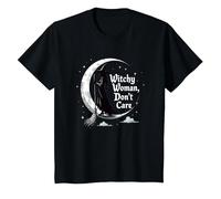 Witchy Woman Don't Care Mystical Moon Empowerment T-Shirt, Kids, Black, 8 Years