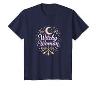 Witchy Woman: Mystic Moon and Broom Enchantment T-Shirt, Kids, Navy, 4 Years