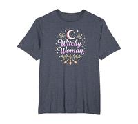 Witchy Woman: Mystic Moon and Broom Enchantment T-Shirt, Men's Big and Tall, Heather Blue, 4X Tall