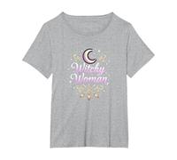 Witchy Woman: Mystic Moon and Broom Enchantment T-Shirt, Women's Plus, Heather Grey, 4X
