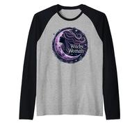 Witchy Woman Mystical Moon Goddess for Wiccan Lovers Raglan Baseball Tee, Men, Black/Athletic Heather, XXL
