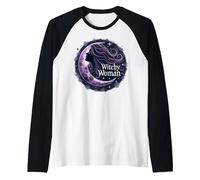 Witchy Woman Mystical Moon Goddess for Wiccan Lovers Raglan Baseball Tee, Men, Black/White, S