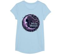 Witchy Woman Mystical Moon Goddess for Wiccan Lovers T-Shirt, Girls, Baby Blue, Large