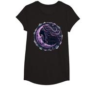 Witchy Woman Mystical Moon Goddess for Wiccan Lovers T-Shirt, Girls, Black, Medium