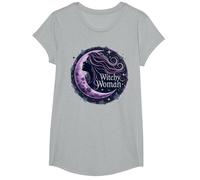 Witchy Woman Mystical Moon Goddess for Wiccan Lovers T-Shirt, Girls, Heather Grey, Small