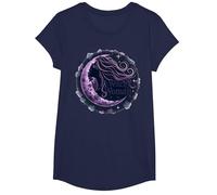Witchy Woman Mystical Moon Goddess for Wiccan Lovers T-Shirt, Girls, Navy, Medium