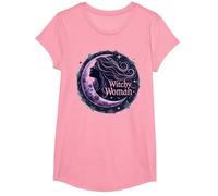 Witchy Woman Mystical Moon Goddess for Wiccan Lovers T-Shirt, Girls, Pink, Large
