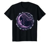 Witchy Woman Mystical Moon Goddess for Wiccan Lovers T-Shirt, Kids, Black, 3 Years