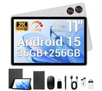 WITECOR 2025 Newest 11 inch Tablet, Aandroid 15, 36GB RAM 256GB ROM 1TB Expand, 2K IPS Screen, 5G/2.4G WiFi, Octa Core 90Hz, Widevine L1/13MP/GPS, 2 in 1 Tablets with Keyboard/Mouse/Case/Pen/Earphone