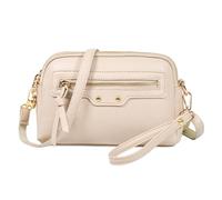 WITERY Small Crossbody Bag for Women Lightweight PU Leather Shoulder Bag Handbags Wristlet Clutch Purses with 2 Straps, Apricot