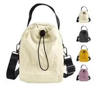 WITERY Small Crossbody Bags for Women Waterproof Nylon Sling Bag for Men with Water Bottle Holder Shoulder Purse Handbag, White