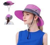 WITERY Women's Sun Hats UPF 50+ Ladies Wide Brim Sun Hat with Back Hole for Pony Tail Adjustable for Big Heads UV Protection Hats Breathable Packable Bucket Hat with Chin String(Purple)