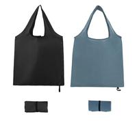 witeup 2 PCS Small Grocery Bag,Reusable Shopping Bag, Fold up Shopping Bag Canvas Tote Bag, Resable Foldable Shopping Bag,Storage Black and Grey Folding in a Pouch Washable Grocery Bags
