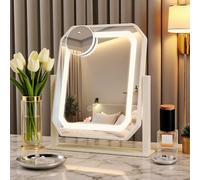 WITFAMILY 10X Magnification LED Makeup Mirror with Dimmable Lights, Hollywood Vanity Mirror USB Powered, 3 Light Modes for Bedroom Dressing Table (pure white)
