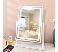 WITFAMILY 13.8"x 10.2" Hollywood Makeup Mirror，3 Color Light Modes，360 ° and Brightness Adjustable Tabletop Vanity Mirror with 10X Magnification and USB power supply（white）