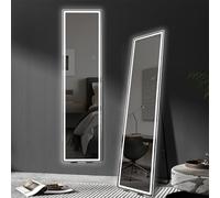 WITFAMILY LED full length mirrors free standing or wall mounted 160x40cm, adjustable and tri color lighting, suitable for living rooms, bedrooms, bathrooms, fashionable makeup mirror